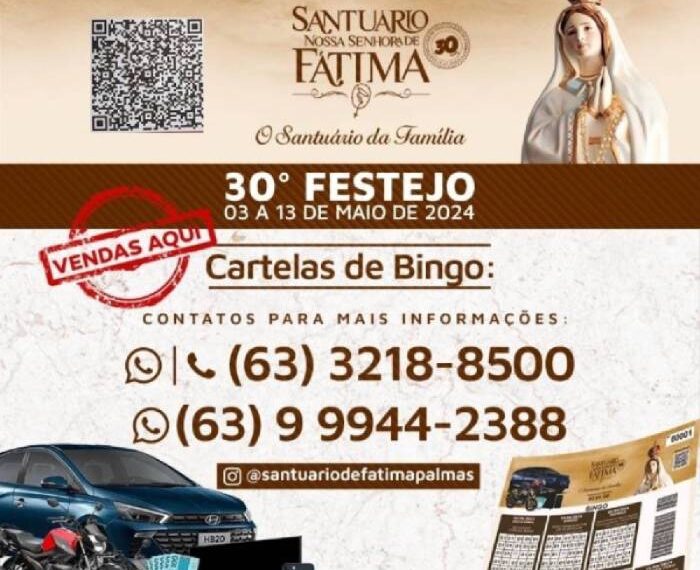 30° Festejo do Santuário de Fátima sorteará carro e viagem para litoral nordestino