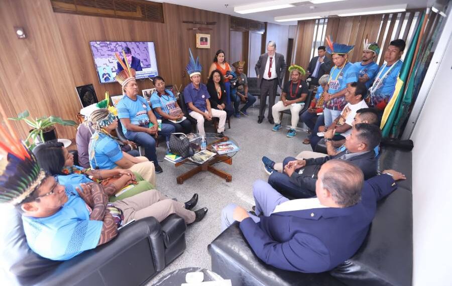 Senador Eduardo Gomes se reúne com lideranças indígenas em Brasília para tratar sobre infraestrutura e investimentos nas aldeias