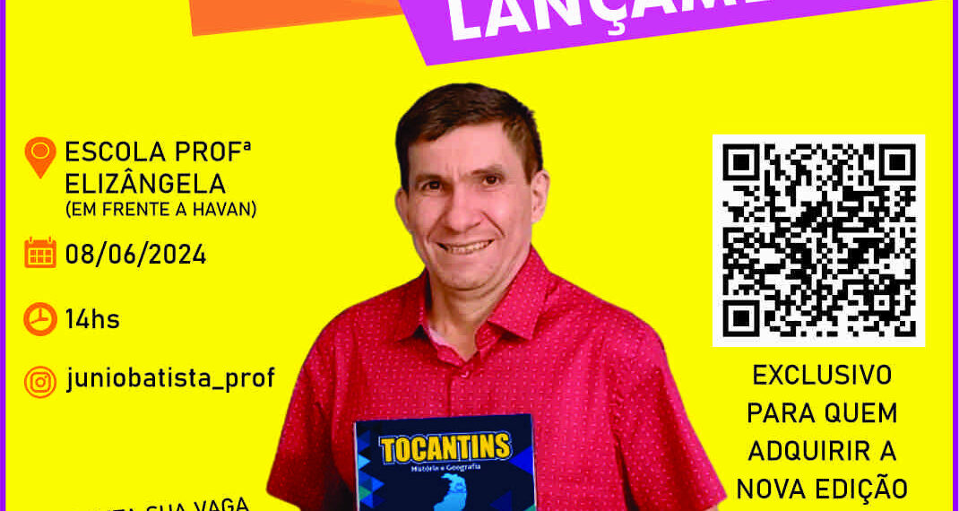 Professor Junio Batista faz aulão para lançar a 10ª edição de “”História e geografia do Tocantins”, referência em concursos