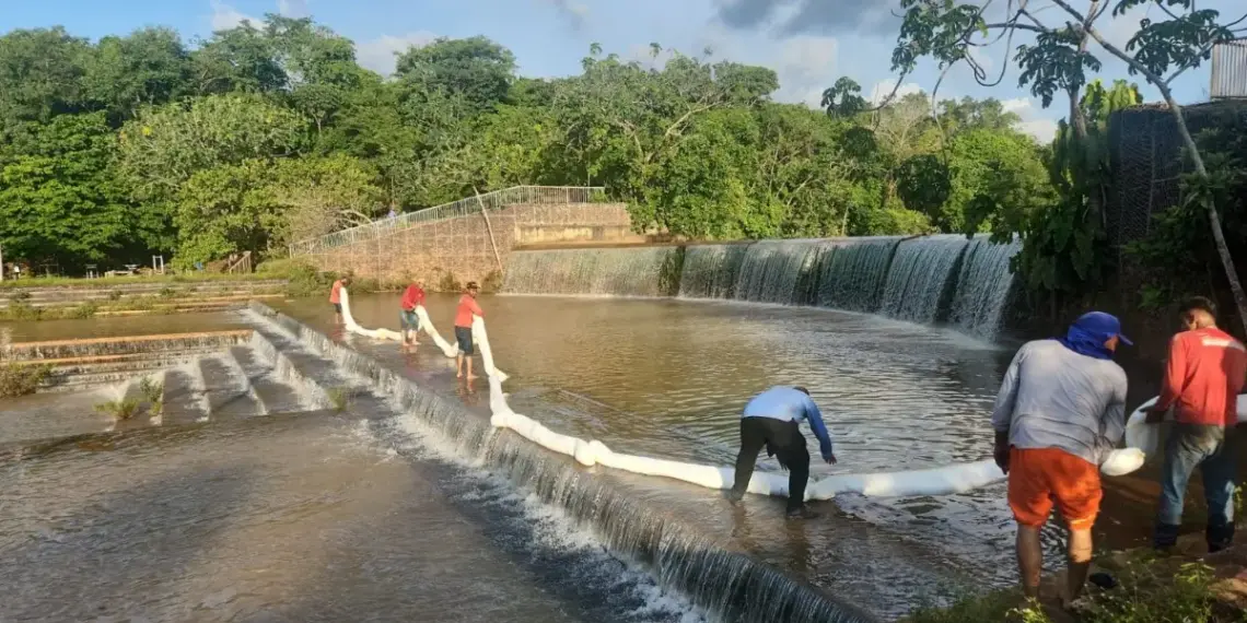 Órgãos municipais acompanham retirada do óleo no lago do Cesamar e FMA considera “complexo” o dano; qualidade da água do Brejo Comprido será avaliada