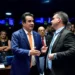 Presidente do Progressistas, Ciro Nogueira, e o presidenciável Flávio Bolsonaro, no Senado Federal (Foto: Waldemir Barreto/Agência Senado)
