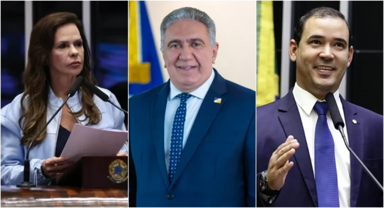 Senadora Dorinha Seabra, vice-governador Laurez Moreira e o deputado federal Vicentinho Júnior, pré-candidatos a governador do Tocantins (Fotos: Congresso Nacional e Secom/Montagem: CCT)